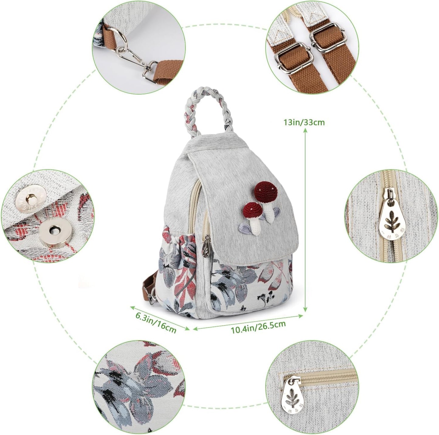 Convertible Canvas Sling Bag & Artisan Backpack โ Handcrafted, Stylish Daypack for Women, Premium Casual Travel Purse