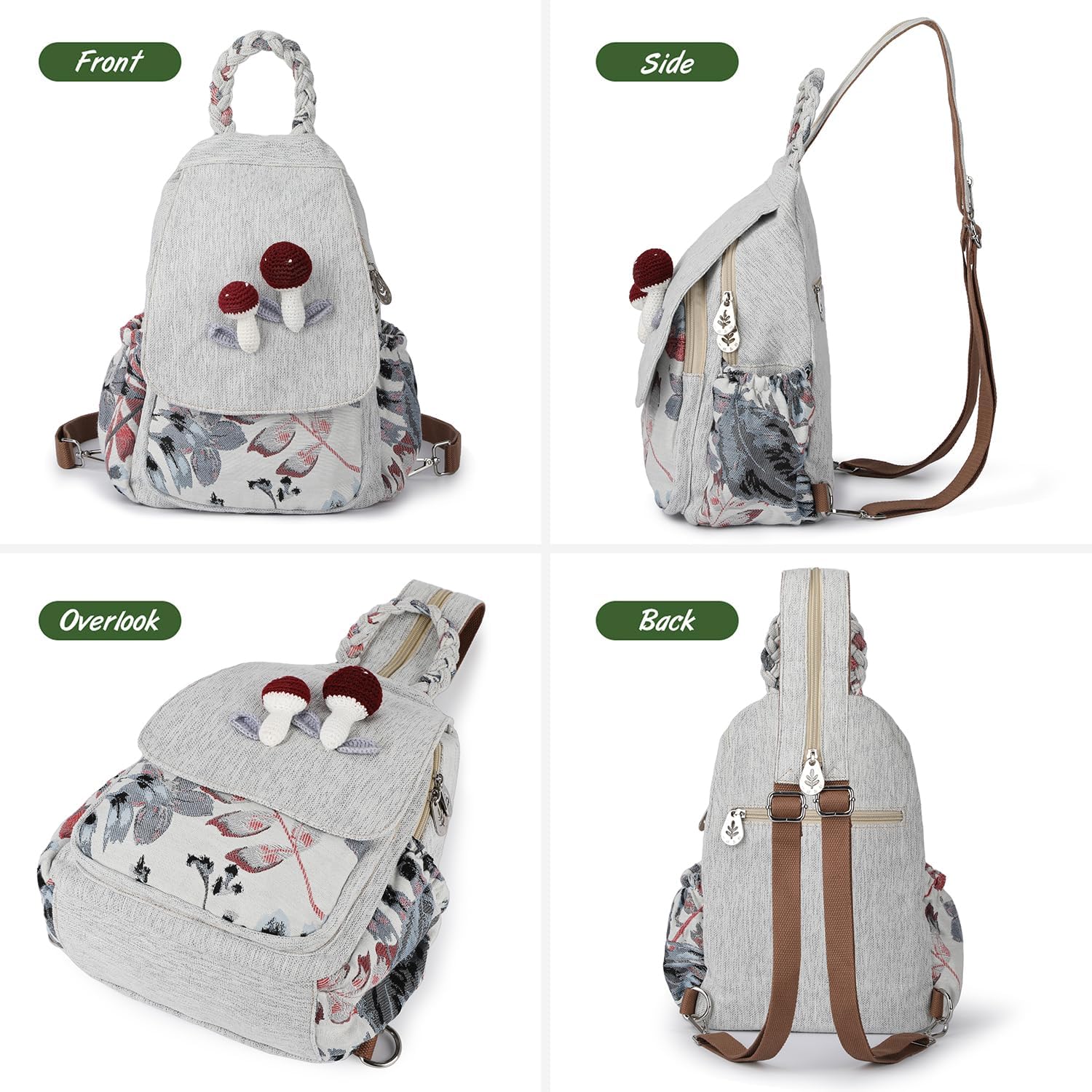 Convertible Canvas Sling Bag & Artisan Backpack – Handcrafted, Stylish Daypack for Women, Premium Casual Travel Purse