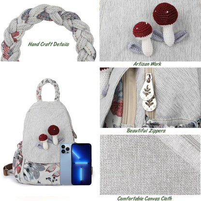 Convertible Canvas Sling Bag & Artisan Backpack – Handcrafted, Stylish Daypack for Women, Premium Casual Travel Purse